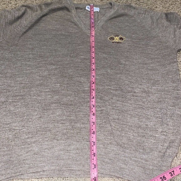 Pickering Mens PGA SZ XL V Neck Sweater Beige Pullover Long Sleeves 1983 Riviera - Picture 8 of 9